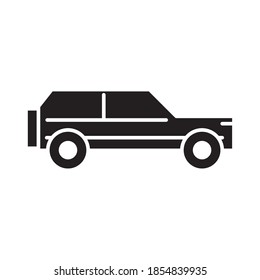 suv car side view, silhouette icon isolated on white background vector illustration