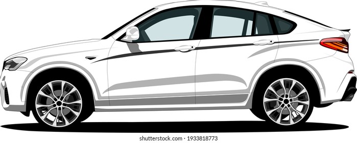 SUV Car Side White Vector Illustration