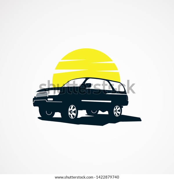 Suv car\
with sun logo designs concept for\
business