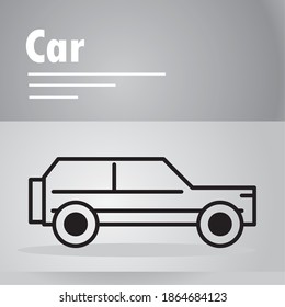 suv car transport vehicle, side view linear icon on gray background vector illustration