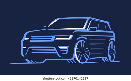 SUV car vector. Auto shop transport.