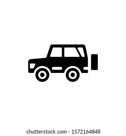 Suv car vector icon in black flat design on white background, sign for mobile concept and web design, Military vehicle glyph icon, Transportation symbol, logo illustration, Vector graphics