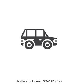 Icono de vector de vehículo SUV. signo plano relleno para concepto móvil y diseño web. Coche, icono de glifo de automóvil. Símbolo, ilustración del logotipo. Gráficos vectoriales