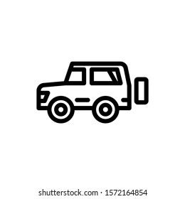 Suv car vector icon in line art design on white background, sign for mobile concept and web design, Military vehicle glyph icon, Transportation symbol, logo illustration, Vector graphics