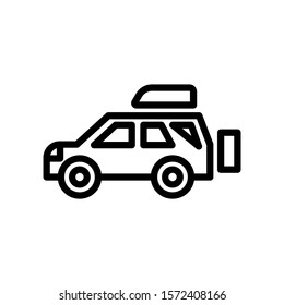 Suv car vector icon in line art design on white background, sign for mobile concept and web design, Military vehicle glyph icon, Transportation symbol, logo illustration, Vector graphics