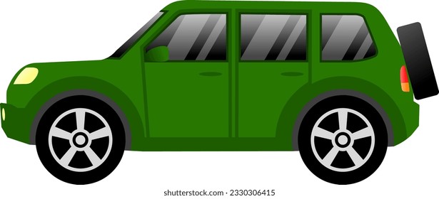 SUV car vector illustration. SUV car with green color for icon, symbol or sign. Sport utility vehicle for design about car, transportation, automotive and automobile