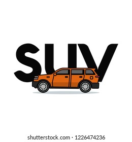 SUV Car Vector Illustration Typography