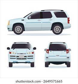 Vehículo de coche SUV desde diferentes ángulos ilustración de conjunto de Vectores