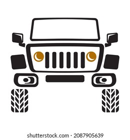 Suv car vehicle icon silhouette. Offroad car cutout style vector template