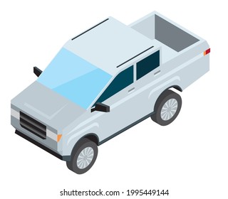SUV cars, pickup trucks. Isometrics car illustration 3D solid
