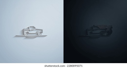 suv desert car paper icon with shadow effect vector illuistration design