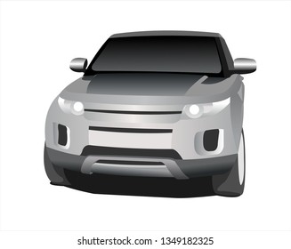 SUV, front view. Expensive car. Modern flat vector illustration.