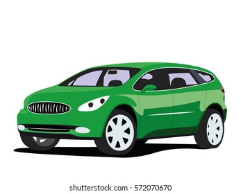 SUV green realistic vector illustration isolated