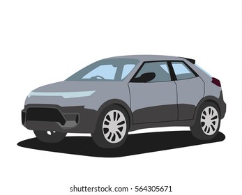 SUV grey realistic vector illustration isolated no background