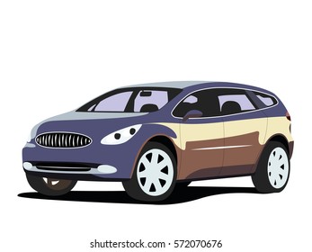 SUV grey realistic vector illustration isolated