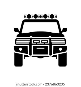 SUV icon. Black silhouette. Front view. Vector simple flat graphic illustration. Isolated object on a white background. Isolate.