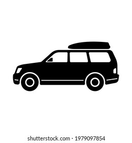 SUV icon. Light passenger off-road universal vehicle. Black silhouette. Side view. Vector simple flat graphic illustration. The isolated object on a white background. Isolate.
