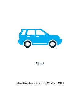 SUV icon. Logo element illustration. SUV symbol design from 2 colored collection. Simple SUV concept. Can be used in web and mobile.