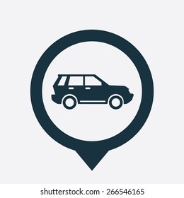 suv icon map pin on white background 