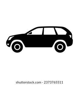 SUV icon. Off-road vehicle. Black silhouette. Side view. Vector simple flat graphic illustration. Isolated object on a white background. Isolate.