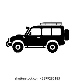 SUV icon. Off-road vehicle. Black silhouette. Side view. Vector simple flat graphic illustration. Isolated object on a white background. Isolate.