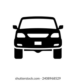 SUV icon. Off-road vehicle. Black silhouette. Front view. Vector simple flat graphic illustration. Isolated object on a white background. Isolate.