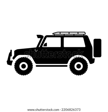 SUV icon. Off-road vehicle. Black silhouette. Side view. Vector simple flat graphic illustration. Isolated object on a white background. Isolate.