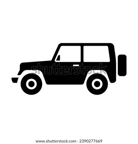 SUV icon. Off-road vehicle. Black silhouette. Side view. Vector simple flat graphic illustration. Isolated object on a white background. Isolate.