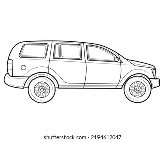 SUV einzeln auf weißem Hintergrund. Vektorgrafik.