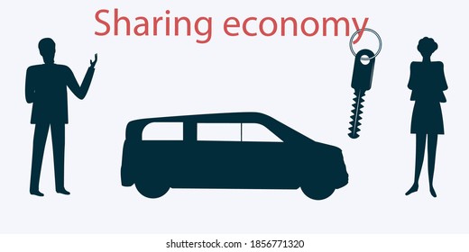 SUV, joint owners. Vector illustration. Design concept. Sharing Economy. svg
