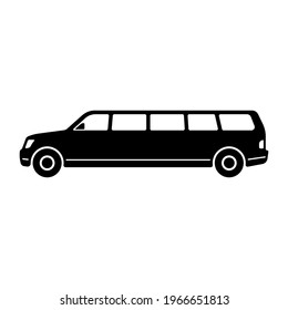 SUV limousine icon. Black silhouette. Side view. Vector simple flat graphic illustration. The isolated object on a white background. Isolate.