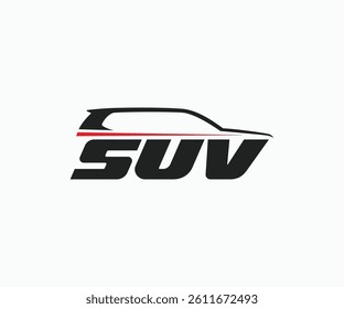 SUV modern logotype with abstract car silhouette vector graphic symbol icon sign template. Vector illustration