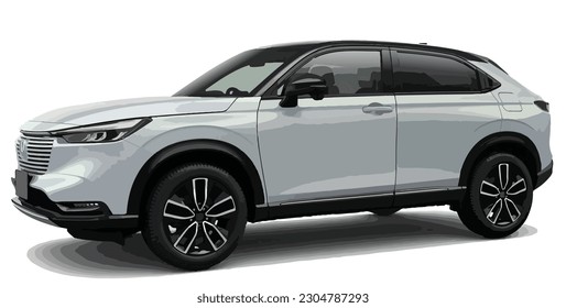 Suv mpv realistic family japan car coupe sport colour white elegant new 3d urban electric HRV CRV  class power style model lifestyle business work modern art design vector template isolated background