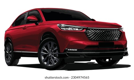 Suv mpv realistic family japan car coupe sport colour red elegant new 3d urban electric HRV CRV  class power style model lifestyle business work modern art design vector template isolated background