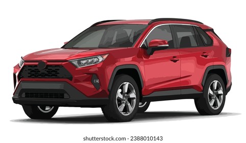 Suv mpv realistic family japan car coupe sport colour red elegant trd 3d urban electric gr Rav 4 class power style model lifestyle business work modern art design vector template isolated background
