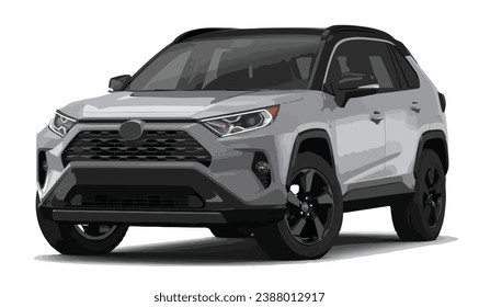 Suv mpv realistic family japan car coupe sport silver black elegant trd 3d urban electric gr Rav 4 class power style model lifestyle business 4x4 modern art design vector template isolated background