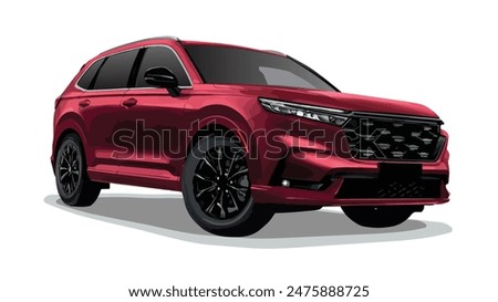 Suv mpv realistic family japan car coupe sport colour red elegant new 3d urban electric HRV CRV class power style model lifestyle business work modern art design vector template isolated background
