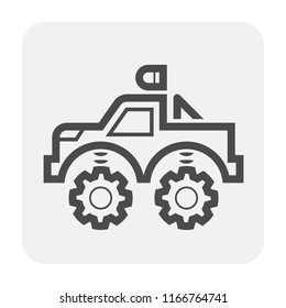 SUV Offroad Vehicle Icon Design, Black And Outline.