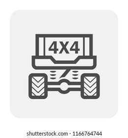 SUV offroad vehicle icon design, black and outline.