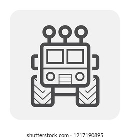 SUV offroad vehicle icon design, black and outline.