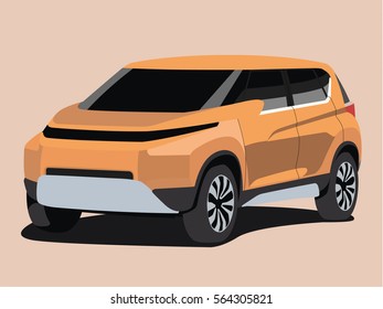 SUV orange realistic vector illustration isolated