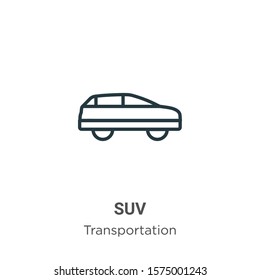 Suv outline vector icon. Thin line black suv icon, flat vector simple element illustration from editable transportation concept isolated on white background