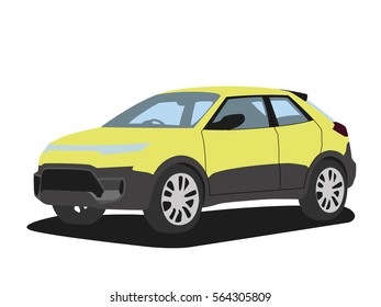SUV realistic vector illustration isolated yellow no background