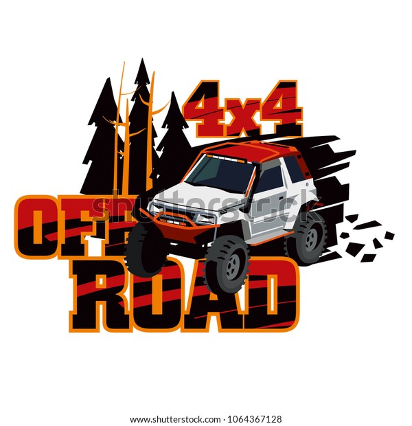 SUV rides in the wild. Logo\
of the event. Rally on the rough terrain on a tuned car. Vector\
graphics