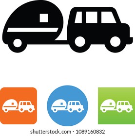 SUV With RV Trailer Icon