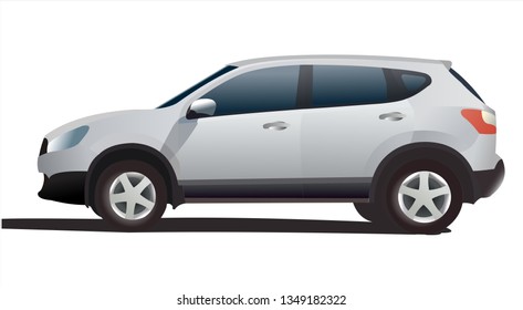 SUV, side view. Family car. Travel car. Modern flat vector illustration, isolated.