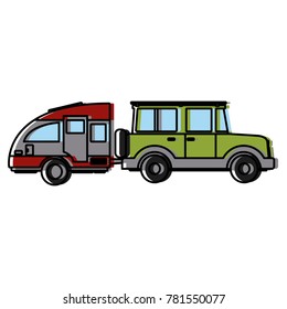 SUV sport vehicle with caravan trailer