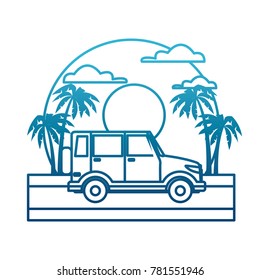 SUV sport vehicle on sunset landscape