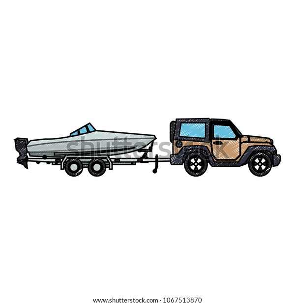 SUV truck towing trailer\
scribble