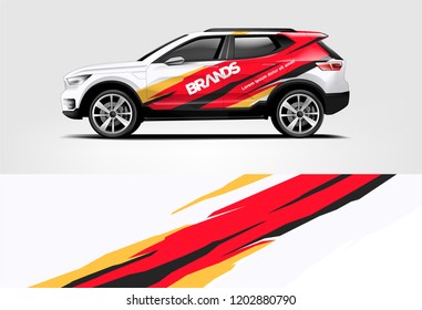 SUV wrap design. Wrap, sticker and decal design for company. Vector format